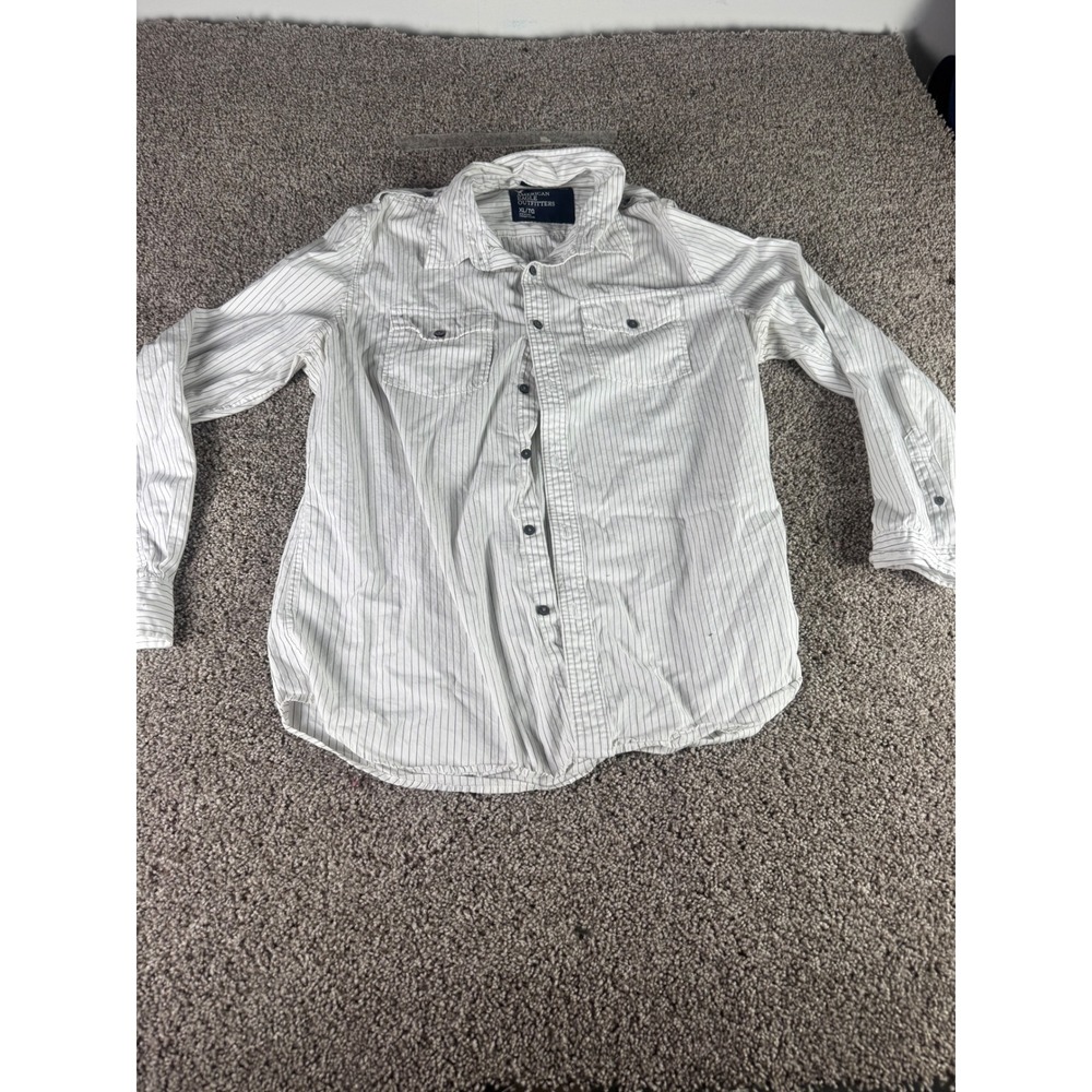 American Eagle‎ Outfitters Mens XL Vintage Fit Pinstripe Button Up Shirt White